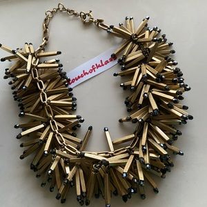 🔥EUC JCrew Gold Matchstick DarkBlue Gems Necklace